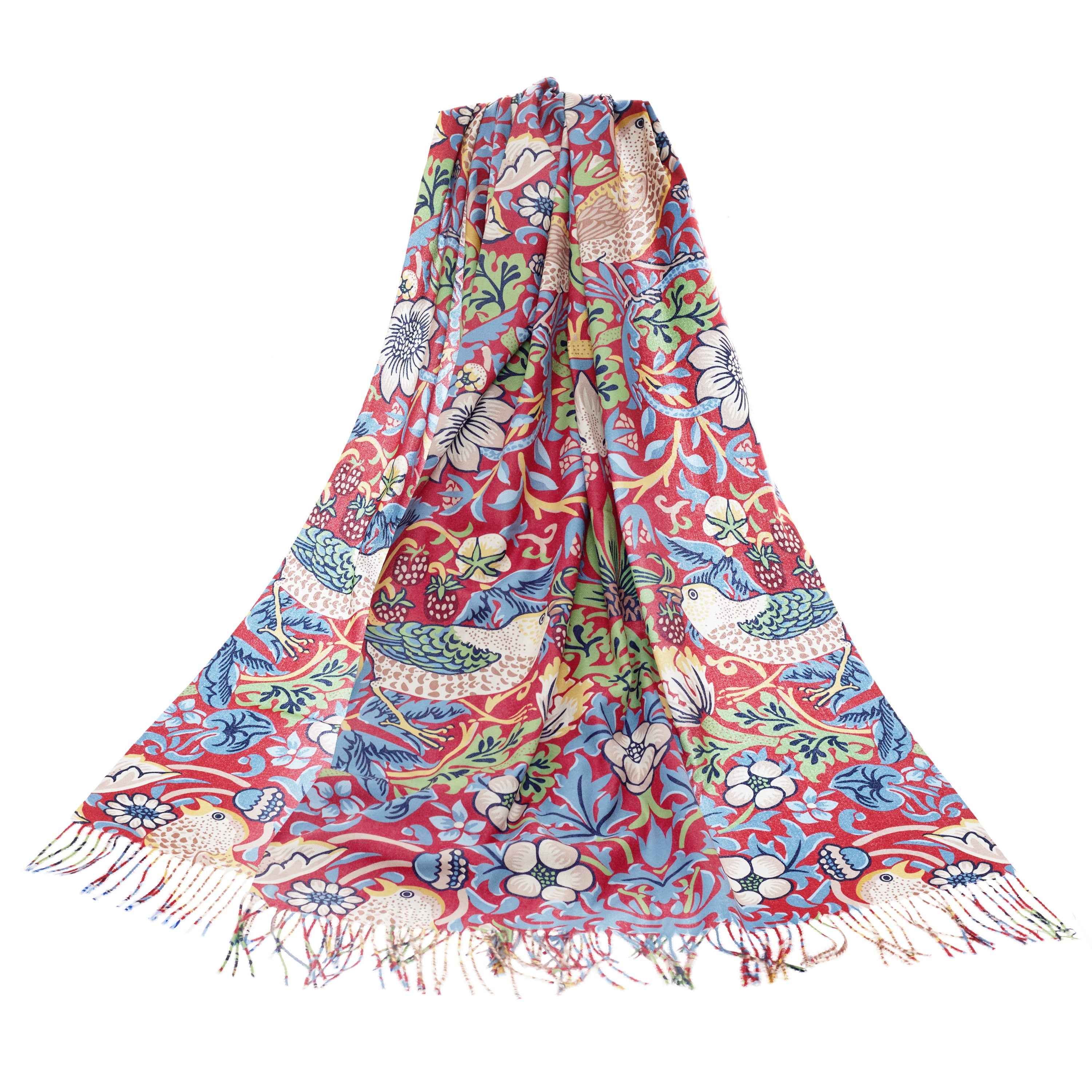 William Morris Strawberry Thief Red - Art Pashmina